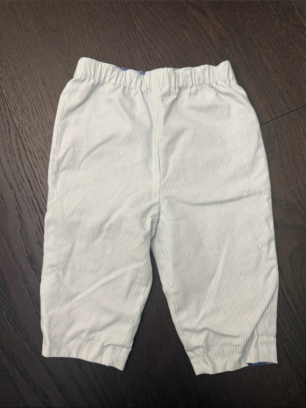 Burberry White and Light Blue Pinstripe Kids Elastic-Waist Pants